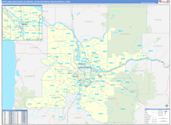 Portland-Vancouver-Hillsboro Metro Area Wall Map Basic Style 2026